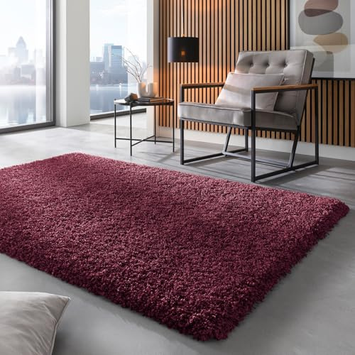 Taracarpet Shaggy Hochflor Langflor Teppich Twilight Luxus Qualität aus Belgien geeignet fürs Wohnzimmer Schlafzimmer und Kinderzimmer 1140 Bordeaux rot 160x230 cm
