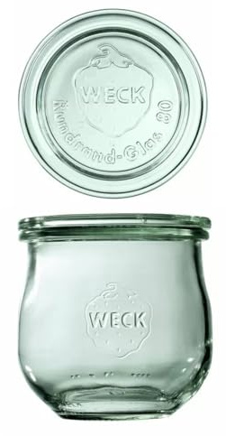 Weck 6 Einkochgläser Tulpenform 370ml RR80 mit Glasdeckel und Ringen im Original Karton