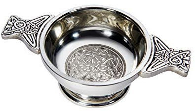 Wentworth Pewter Quaich Whisky Probierschale mit kleinem keltischen Kreis aus Zinn, Loving Cup Burns Night