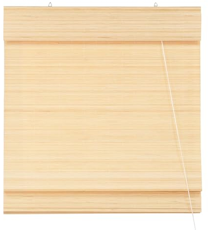 Victoria M. Bambus Raffrollo Sonnenschutz Sichtschutz Rollo Seitenzugrollo, für Fenster und Türen, Blickdicht, 120 x 220 cm, Natur