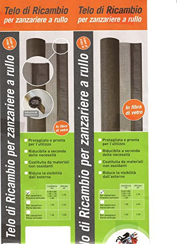 TELO RETE IN FIBRA DI VETRO DI RICAMBIO PER ZANZARIERA A RULLO 100X170 VERTICALE