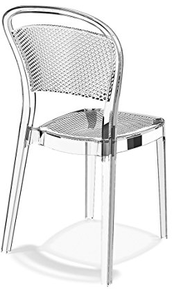 NEUERRAUM Ghost Chair Stuhl Beeze mit Waben in der Sitzfläche. Abbildung in Transparent klar (Keine China Ware = Qualität).