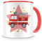 Samunshi® - Tazza per bambini con auto dei vigili del fuoco, motivo: immagine di tazza, tazza da tè, tazza per cacao, colore: Rosso