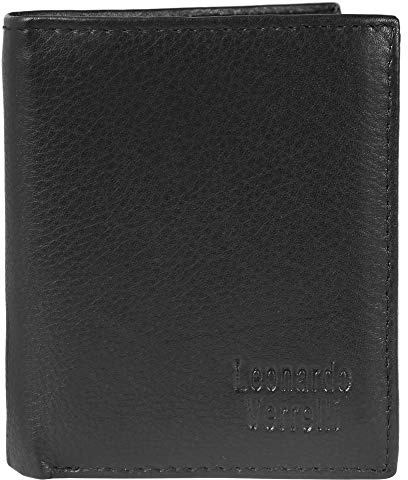 LEONARDO VERRELLI – Herren Echtleder Geldbörse Vintage Look 10x9cm 3000211 (Schwarz)