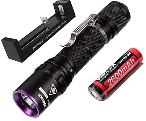 Weltool M2-CF UV Torcia,LED 365nm UV-A Lampada Ultravioletto, Rilevazione Fluida Auto/Industriale, Rilevatore di Urina Spot per Cani o Gatti