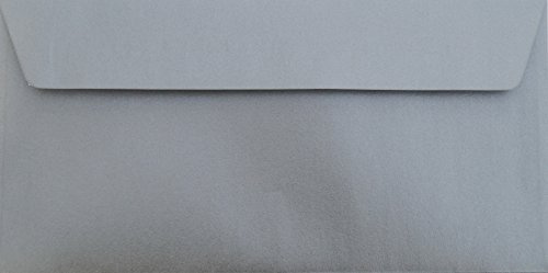 Briefumschläge Silber Metallic DIN Lang 11 x 22 cm mit Haftstreifen Grammatur 120 g/m² 100 Stück ohne Fenster