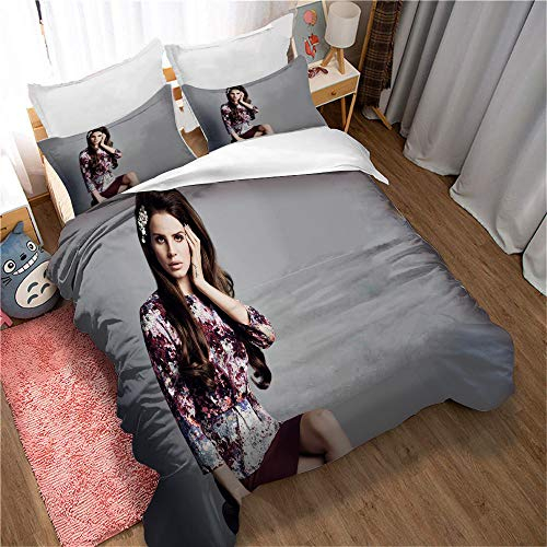 EU-VV Betten Set Für Kinder Erwachsene Mädchen Bettbezug Set Bettwäsche Set Lana Del Rey Dekor (Bild 02,Einzel (135x200cm))
