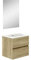 Baikal Bagno Onyx, 2 cassetti, sospeso a Parete, con lavabo in Ceramica. Mobile Montato, Melamina 16, 21, Natura, 60 cm