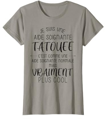 Femme Vêtement Aide Soignante Tatouée AMP Blouse Blanche T-Shirt