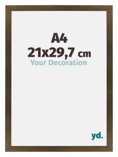 yd. Bilderrahmen DIN A4 21x29.7 cm Bronze Dekor - MDF Rahmen Mura | Your Decoration, Acrylglas aus Kunststoff, Wandmontage, Geeignet für Fotos, Poster und Puzzles, Made in Holland