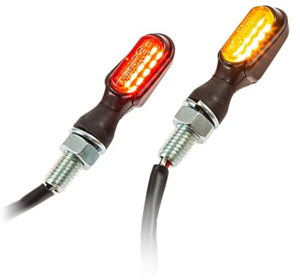 Universal Motorrad SMD-Blinker mit Rück- und Bremsbeleuchtung schwarz getönt M8 E-geprüft