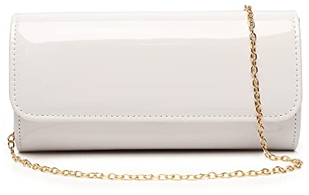 Clutch, Clutch, aus Lackleder, glänzend, für Abendveranstaltungen, Weiß-2, Small
