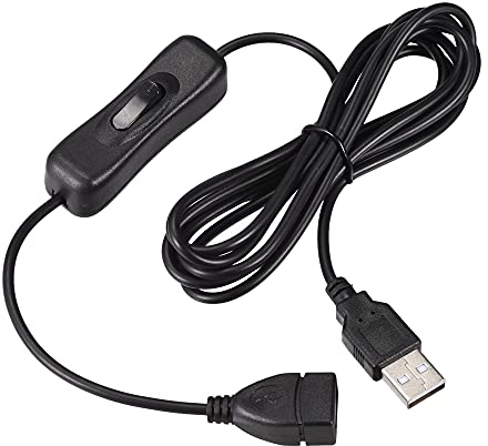 sourcing map USB Cable with ON/Off Switch, USB Male to Female Extension Cord 2M Black, for LED Desk Lamp LED Strip