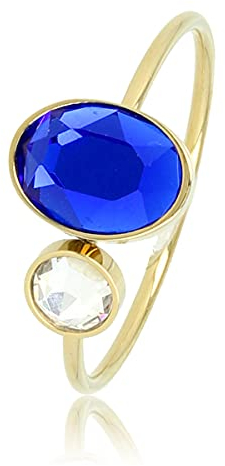 My Bendel Ring Gold mit blauem Stein und Glas- Stylischer Ringe für Damen - Bleibt schön und Verfärbt nicht - Stapeln Ringe - mit Luxuriösen Geschenkverpackung