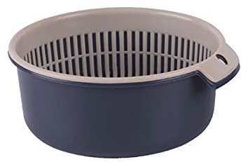 2-in-1 kitchen Strainer/Colander & Bowl Sets, Large Plastic Washing Bowl and Strainer, Detachable Colanders Strainers Set, Space-Saver, for Fruits Vegetable Cleaning Washing Mixing