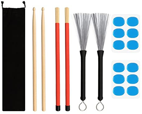 Botiniv Palillos Tambor, Palillos Tambor Madera Arce 5A y Kits Palillos cepillos Varilla Tambor con Bolsa Almacenamiento, para Bandas Rock Juveniles y Tocar el Baterista