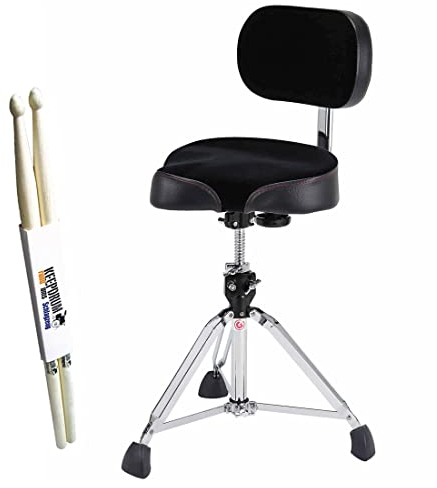 Gibraltar Hardware 9608MB Drumhocker mit Lehne + keepdrum Drumsticks