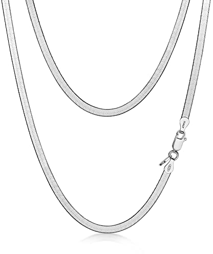 Amberta Collana Serpente Piatta da Donna In Argento Sterling 925: 3 mm 50 cm