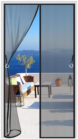 Zanzariera Magnetica 180 x 235 cm Anti Zanzare Magnetico Chiusura Automatica con Calamita telaio completo nastro magico Porte Scorrevoli Garage Finestra - Nero A