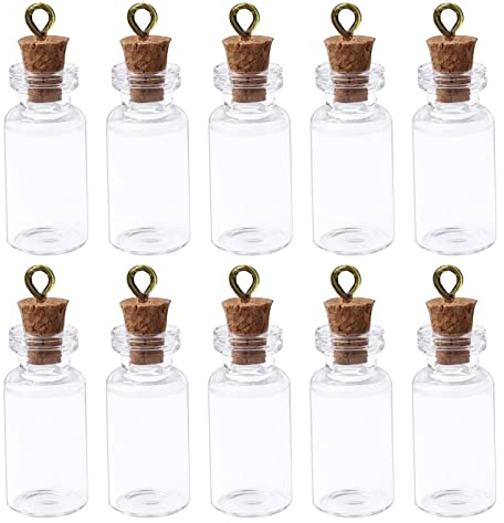 10 PCS Small Glass Bottles with Cork Lids, Mini Glass Bottles with Stoppers Snuff kit 3ml Empty Spell Jars Miniature Potion Bottle Tiny Wishing Bottle for DIY Crafts Decoration Storage Accessories