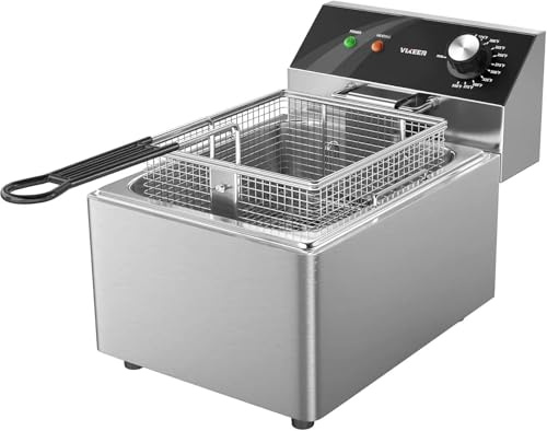 Electric Deep Fryer Countertop Deep Fryer with Basket and Lid Capacity 10L(10.5QT) Stainless Steel Single Tank Fryer for Home Use Easy to Clean Oil Fryers 1800 Watts, 120V