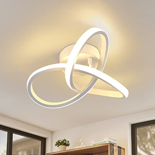 Homefire LED Deckenleuchte Warmweiß Deckenlampe Flur - 19W Flurlampe Modern Küchenlampe 3000K Klein Schlafzimmerlampe Weiß Geometrie Design Lampe für Küche Wohnzimmer Eingang Korridor Studio