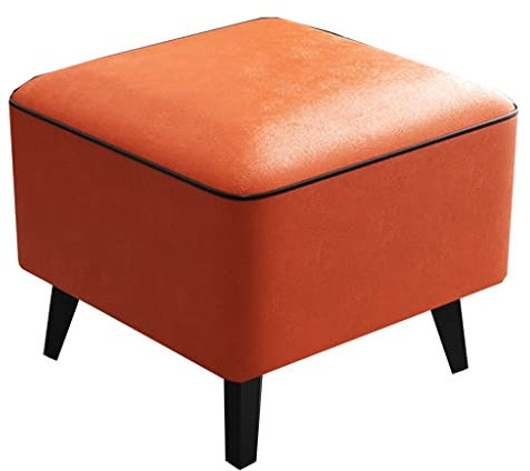 GIZNXBA Kleiner Rechteckiger Fußhocker, Fußstütze Aus PU-Leder for Couch, Moderner Rechteckiger Fußhocker, Kleiner Tritthocker Mit Beinen Aus Kohlenstoffstahl for Wohnzimmer (Color : /Orange)