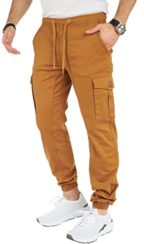 Styleko Herren Hosen Cargohose Herren Casual Slim Fit Cargohose aus Baumwolle Outdoorhose männer Chino Hose Freizeithose Jogging treckking Hose Sporthose|6 Taschen 8002 (Camel- Elasten, 34)