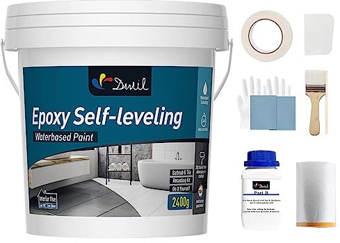 DWIL Tub Refinishing Kit, Epoxy Bathtub Paint, Tub &Tile Paint Self-Leveling Tub Paint with Tools, Low Odor& 20X Thicker Than Other Sink Paint for Bathroom, Kitchen, Bright Gloss White-1 Bathtub Size