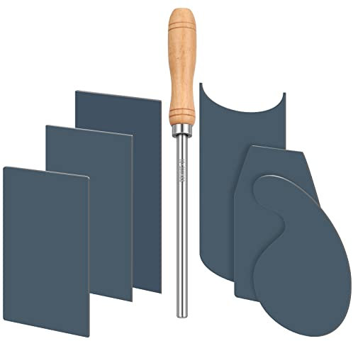 Therwen Schaber-Polierer und 6-teiliges Schaber-Set, Polierwerkzeug, Kartenschaber, Holzbearbeitung, inklusive 3 Rechtecken, 1 Schwanenhals, 1 gebogen, 1 abgeschrägter Handschrankschaber für