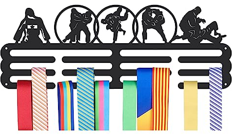 nbeads Medaillen Display Halter Rack, Judo Thema Medaillen Display Wall Mounted Frame Sport Medaille Halter Racks für Wettbewerb Medaille Wand hängende Display, Mount über 50 Medaillen