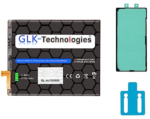 High Power Ersatzakku kompatibel mit Samsung Galaxy Note 20 Ultra 5G (N986B) EB-BN985ABY GLK-Technologies accu 4700mAh Akku inkl. 2X Klebebandsätze