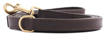 William Walker Leder Hundeleine braun – 3-Fach verstellbar (XXS/XS) | 230 cm Länge | 1,5 cm Breite | Für kleine Hunde | Rindsleder & Messing | Handgemacht & leicht