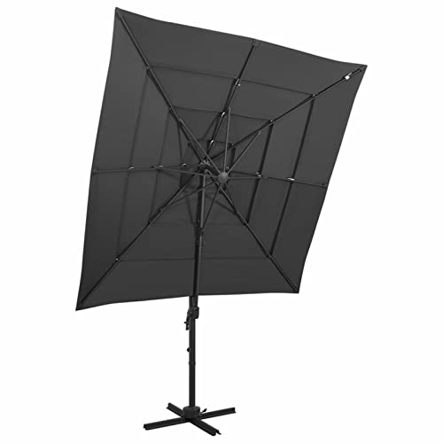 BaraSh Sonnenschirm mit Aluminium-Mast 4-lagig Anthrazit 250x250 cm Sonnenschirm Mit StäNder Gartenschirm