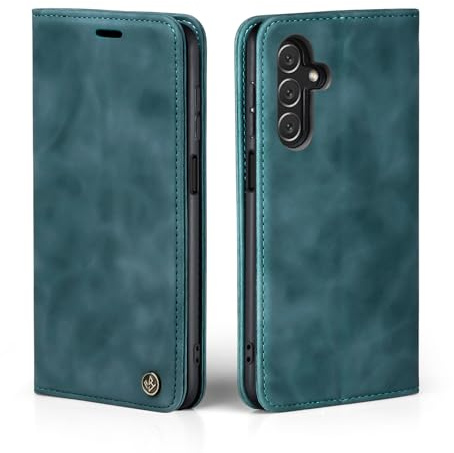 LBH Handyhülle für Samsung Galaxy A05s in Petrol Blau mit Karten- und Geldfach Smartphone Hülle mit Standfunktion Flip Case Schutzhülle Magnetverschluss Vintage