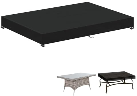 LAMUNI Housse Table de Jardin 180x100x15cm Housse Salon de Jardin, Bâche Table Jardin Rectangulaire Housse pour Plateau de Table Jardin, Tissu Oxford 420D Imperméable Housse de Meuble de Jardin