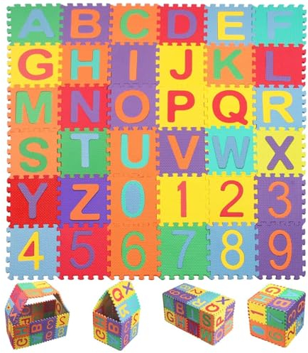 36 Stück Puzzlematte Kinder, Kinderspielteppich, Puzzle Matte Boden, Puzzlematte Baby,Schaumstoff Puzzlematte,Baby Spielmatte,Eva Schaumstoff-Matte,Geeignet für Kinder im Alter von 4-6 (9 x 9cm)