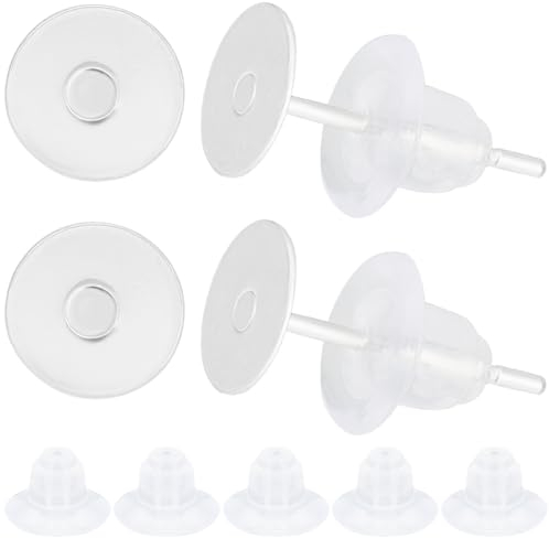 Beebeecraft 1 Box Mit 200 flachen Runden Ohrstecker Zubehörteilen 925 Sterling Silber Plattierten 6 Mm Ohrring Cabochon Fassungen Für Die DIY Ohrstecker Schmuckherstellung