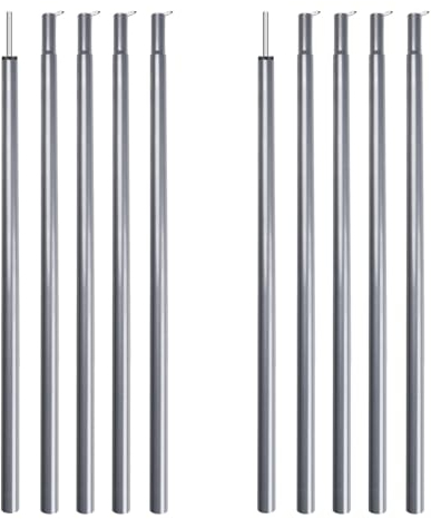 wiipara Zeltstange Teleskopstange 2er Set, Aufstellstange für Tarp, Zelt, Sonnensegel Campingplanen Zeltstangen verstellbar bis zu 200cm, Stange für Sonnensegelbefestigung, Silber