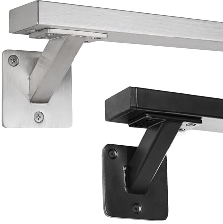 Natural Goods Berlin Handlauf Set OBLONG Metall schwarz / 3x Stück Handlaufhalter SLANT & 200cm Treppengeländer/rostfreier, pulverbeschichteter Treppenhandlauf/Handlauf Treppe Innen & Außen