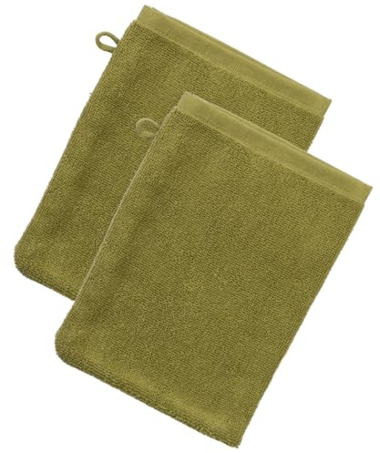 Living Crafts - Orlando | Waschhandschuh, 2er-Pack Handtücher 100% Baumwolle, 30 x 50 cm – saugfähig, schnell trocknend, kompakte, leichte Qualität – für Haushalt, Kosmetiksalon, Spa (Khaki)
