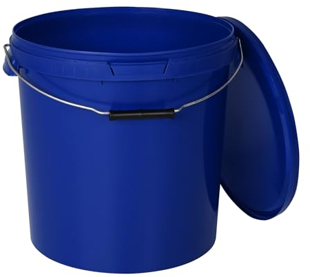 BenBow Cubo con Tapa de 30 l, Azul, 1 x 30 litros - Apto para Alimentos Estable hermético antigoteo Inodoro Recipiente de Almacenamiento de plástico con Mango de Metal vacío - para Uso doméstico