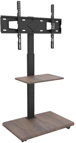XTRARM Soporte TV Pie Portátil Delphos con Base de Madera, Soporte TV Ruedas, para TV de 32-70 y hasta 45 kg, TV Stand Regulable en Altura hasta Aprox. 130 cm, Giratorio ±25°, VESA MAX. 600x400
