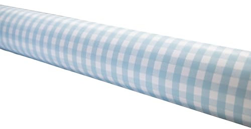 Cofan Rouleau de nappe anti-taches Motif à carreaux Vichy bleus Matériaux : vinyle et polyester Imperméable Facile à nettoyer Taille 1,40 x 20 m