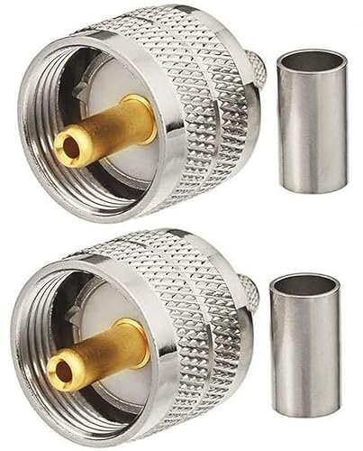 Greluma 2 pcs UHF PL-259 engarzado de enchufe macho adaptador coaxial conector RF para RG58/U LMR195 cable coaxial compatible con radioaficionados