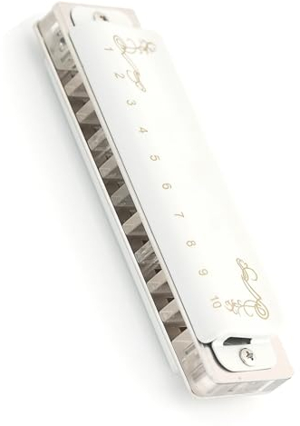 White Blues 10-Loch-C-Membran-Mundharmonika, professionelles tragbares Übungsinstrument