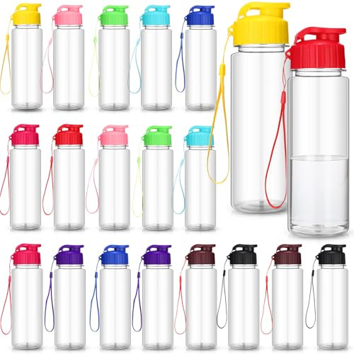 Mifoci 20 Pieces Water Bottle Bulk 17 oz Plastic Water Bottles Bulk Gym Sports Adults Reusable Large Bottles with Leak Proof Flip Top for Party Outdoor(Assorted Color)
