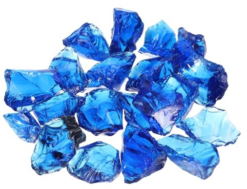 sourcing map Fire Glass for Fire Pit,2-3cm(1/9) High Luster Reflective Glass Rocks for Natural or Propane Fireplace, Safe for Outdoors and Indoors Fire pit Glass, Blue