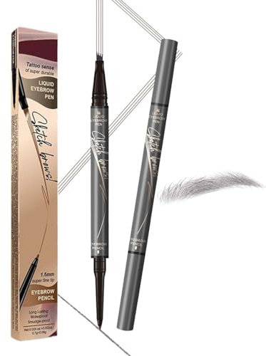 2in1 Magischer 4 Spitzen Augenbrauenstift, 3D Microblading Augenbrauenstift Wasserfest & Wischfest, 2025 Neuer Eyebrow Pencil Langlebiger & Natürlicher (Dunkelgrau 03#)