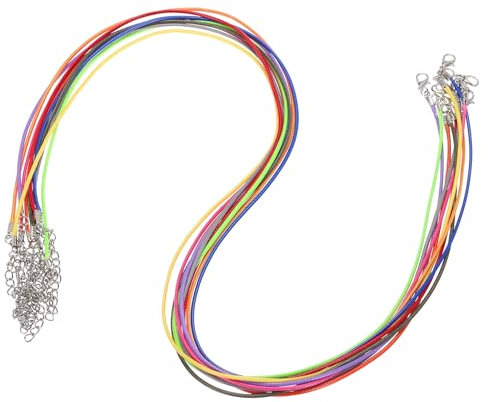 sourcing map 10pcs 24 Inch Waxed Necklace Cord, Bulk Necklace String with Clasp 1.5mm Waxed Leather Cord Rope for Jewelry Making DIY Bracelet Pendant,Mixed Colors